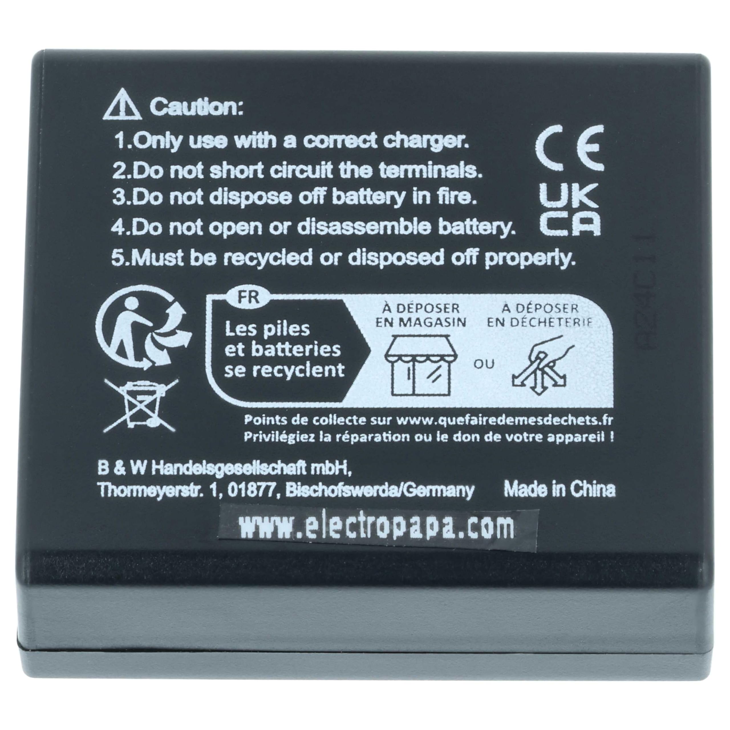 vhbw 3x batteria compatibile con Panasonic Lumix DMC-LX100S, DMC-LX100K, DMC-S6K, DMC-S6, DMC-GX9, DMC-TX1 fotocamera (750mAh, 7,2V, Li-Ion)