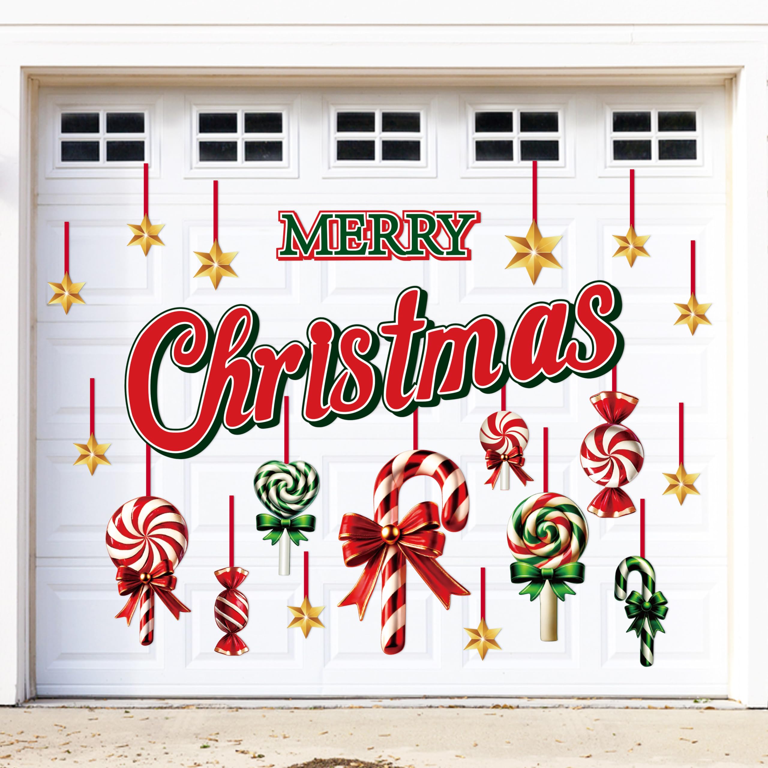 90shine Christmas Garage Door Decorations Magnets, Candy Cane