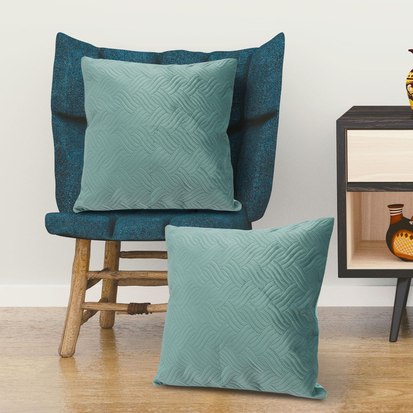 Betadistor Corduroy Cushion Covers Pack of 2 Modern Patchwork Throw Pillow Covers Soft Pillowcase Broadside Decorative Textured Cushions for Home decor Sofa Bedroom Couch 45x45cm Navy Blue,517-0350 - Image 4