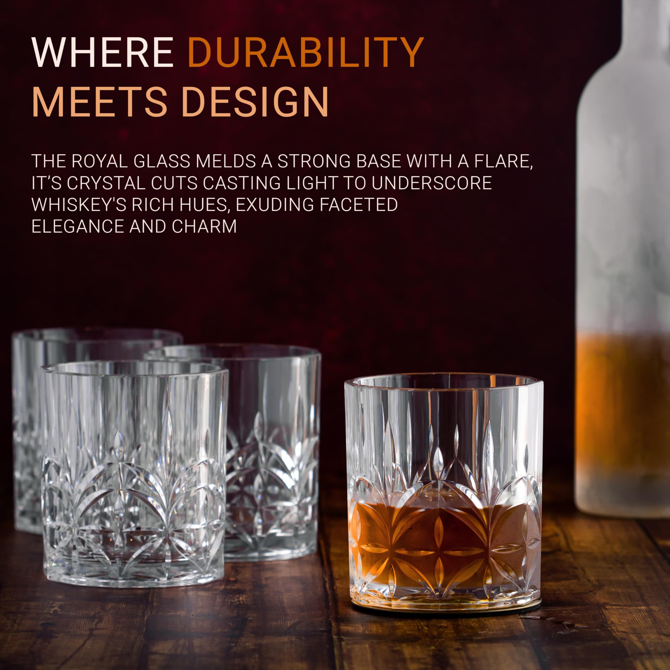 Bravario Vasos de whisky de plástico irrompibles, irrompibles, 100% Tritan Double Rocks | aptos para lavavajillas | Sin BPA | Perfecto para cóctel al aire libre Bourbon | 13 onzas, juego de 4