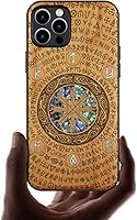 Vista 12 de Carveit Funda protectora de madera de diseñador para iPhone 12 Pro Max, cubierta magnética, grabado de madera e incrustaciones de concha, funda