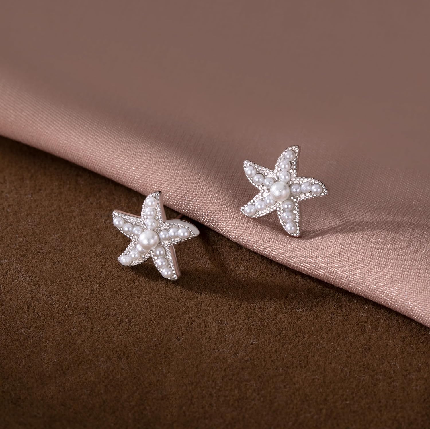 SLUYNZ 925 Sterling Silver Pearls Starfish Stud Earrings for Women Teens Beach Stud Earrings - Image 3
