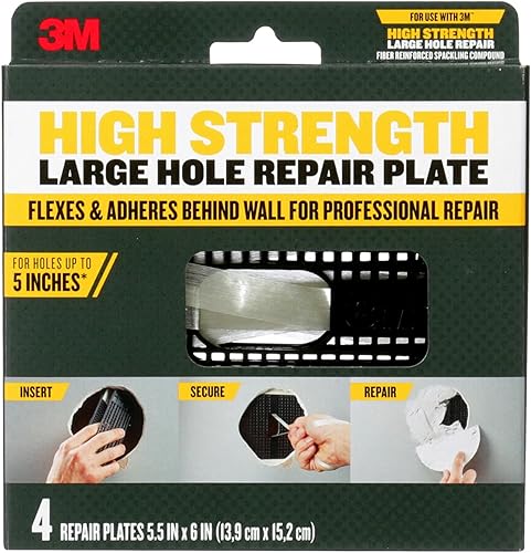 3M RP6IN-4PK - Placa de 4 unidades, kit de reparación de agujeros grandes de alta resistencia, color gris oscuro