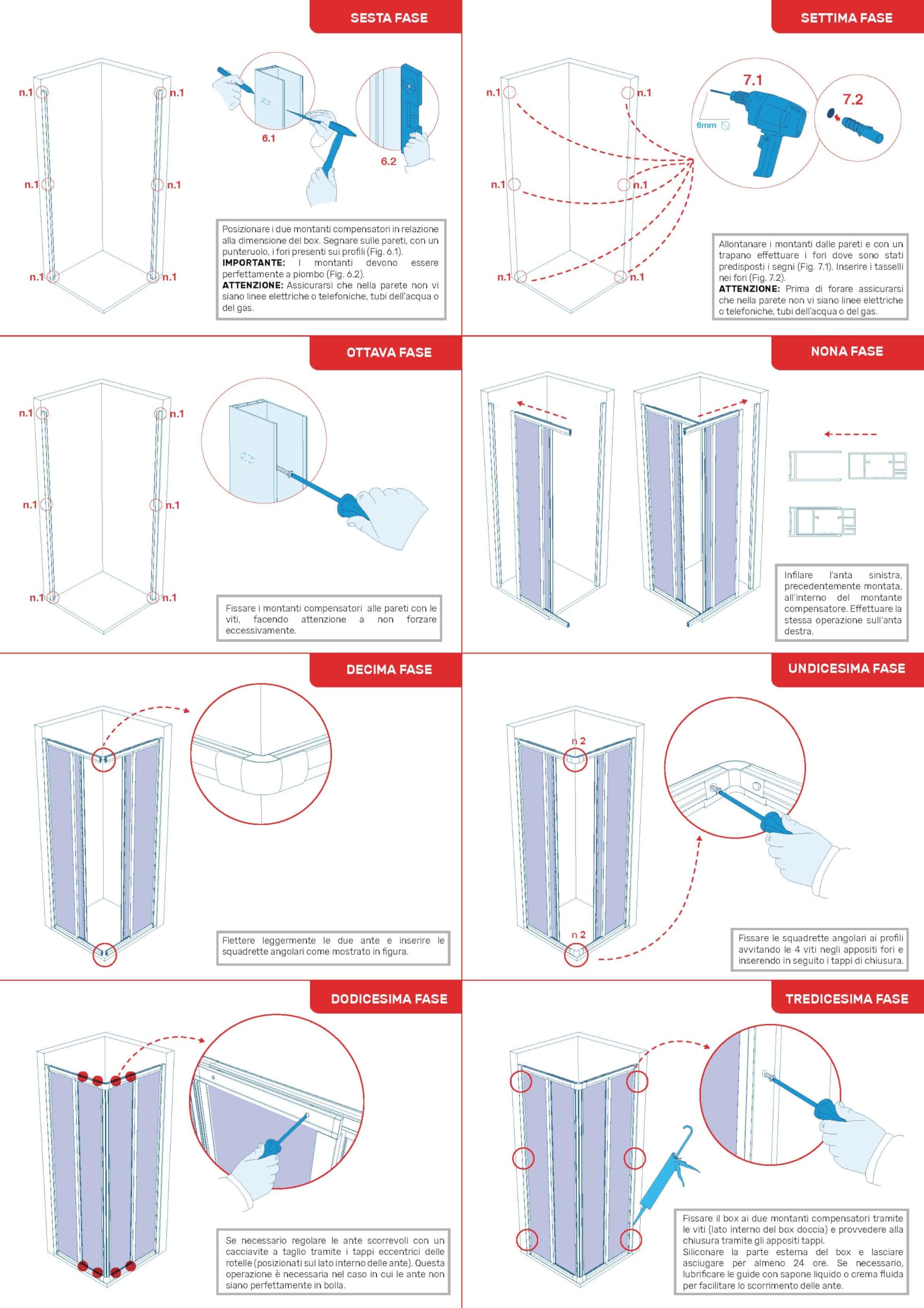 Box Doccia Camelia Telaio PVC Bianco, Pannelli Acrilico 1.5mm Effetto Goccia, Ante Scorrevoli, Apertura Angolare, Chiusura Magnetica, Regolabile, Installazione Facile, Reversibile (70x90 cm)