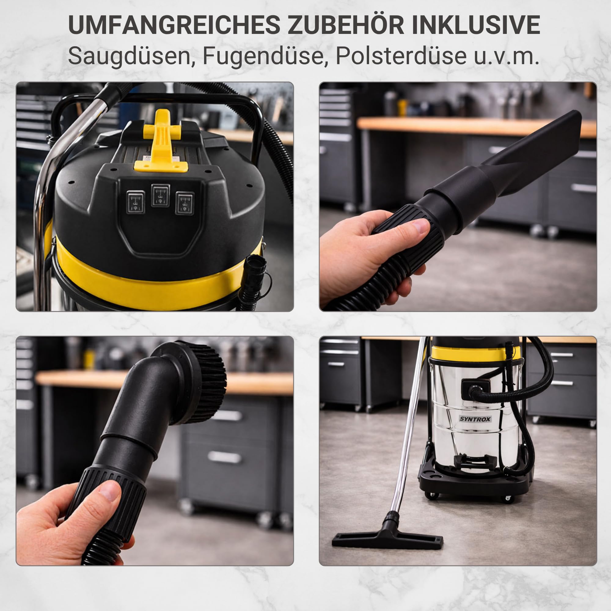 Syntrox Germany 3900 Watt 80 Liter Staubsauger Edelstahl Industriesauger Nass und Trockensauger