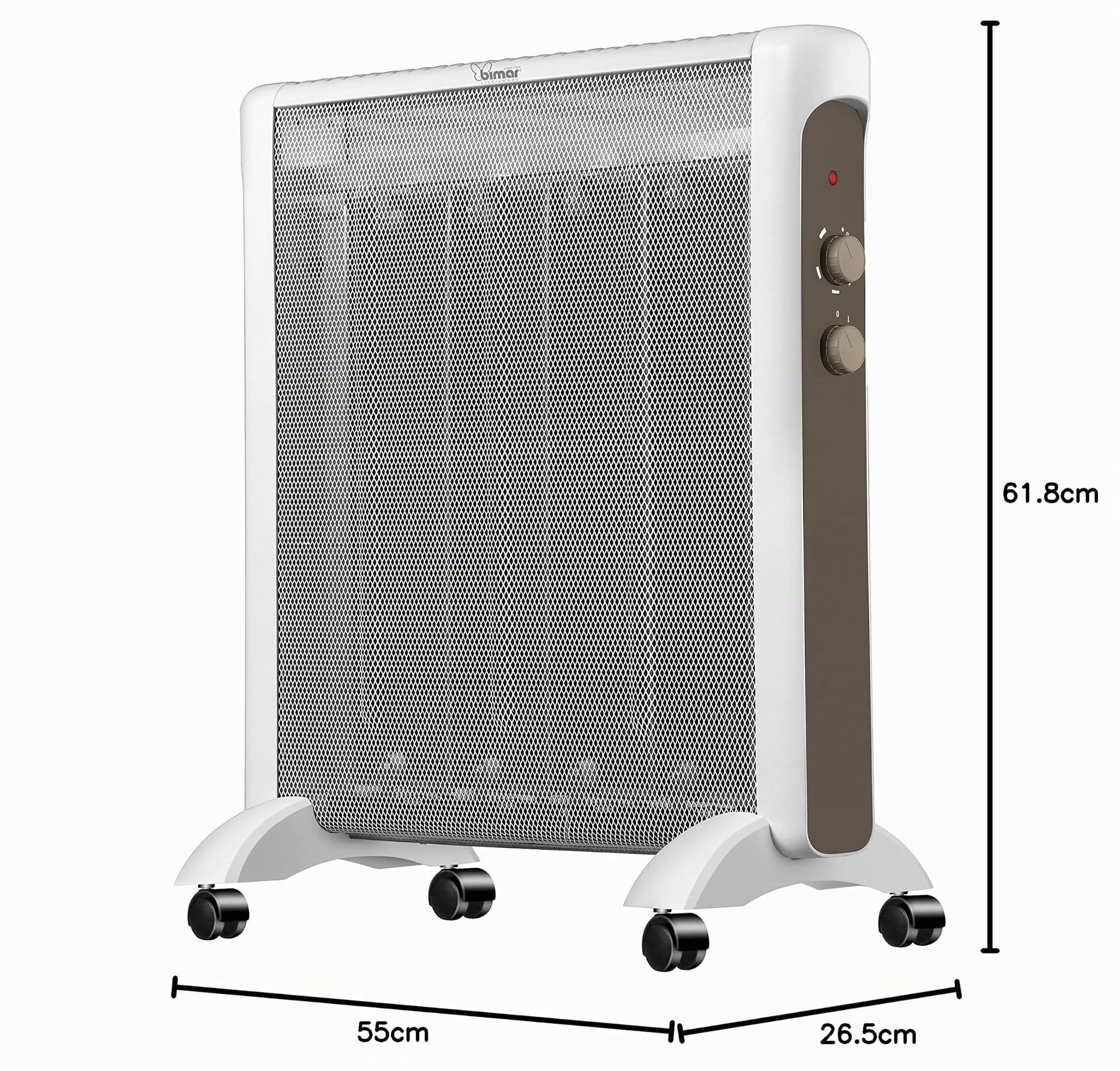 Bimar HC511 Convecteur Mica à faible consommation, cuisinière électrique avec 2 puissances de chauffage, thermostat réglable, silencieux et transportable