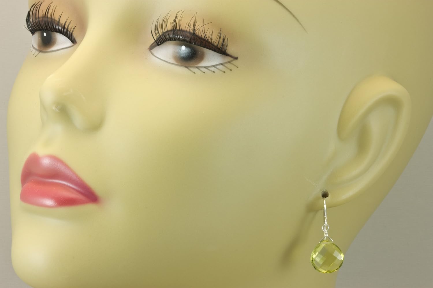 Lemon Yellow Quartz Earrings Faceted Heart Shaped Simple Dainty Drops Briolettes