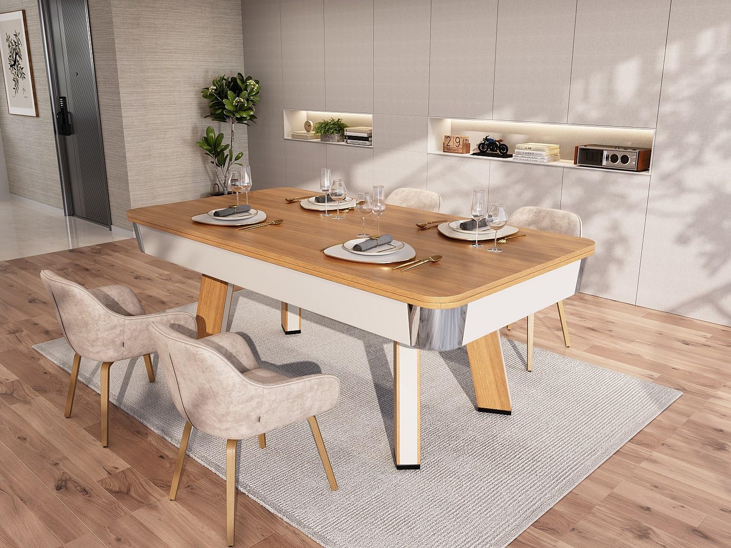 Vente-unique - Biliardo 6 posti Sastala - legno - naturale chiaro