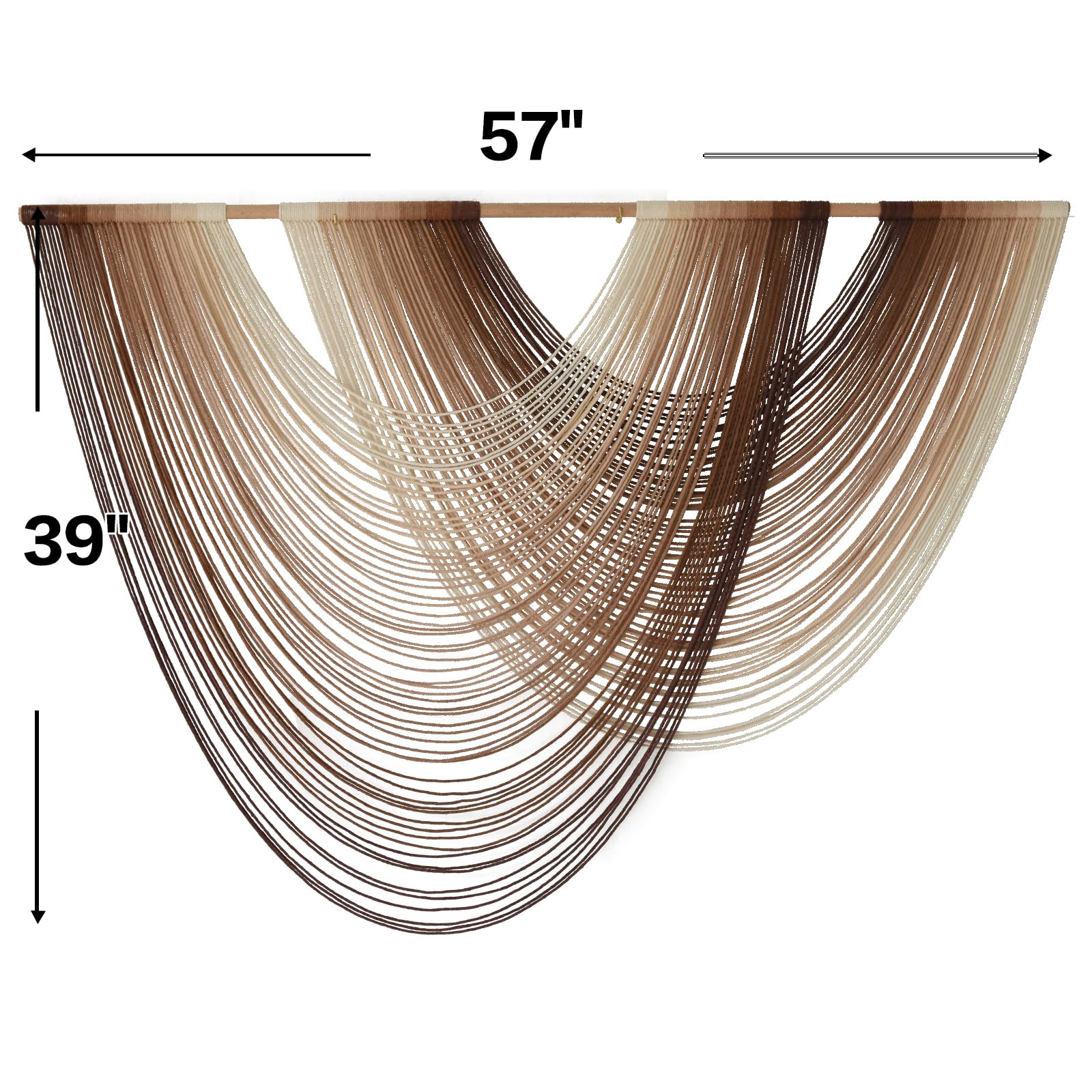 Macrame Wall Hanging Dip-Dye Boho Home Decor Fiber Wall Art Craftsmanship Bedroom Livingroom 57" W x 39" L