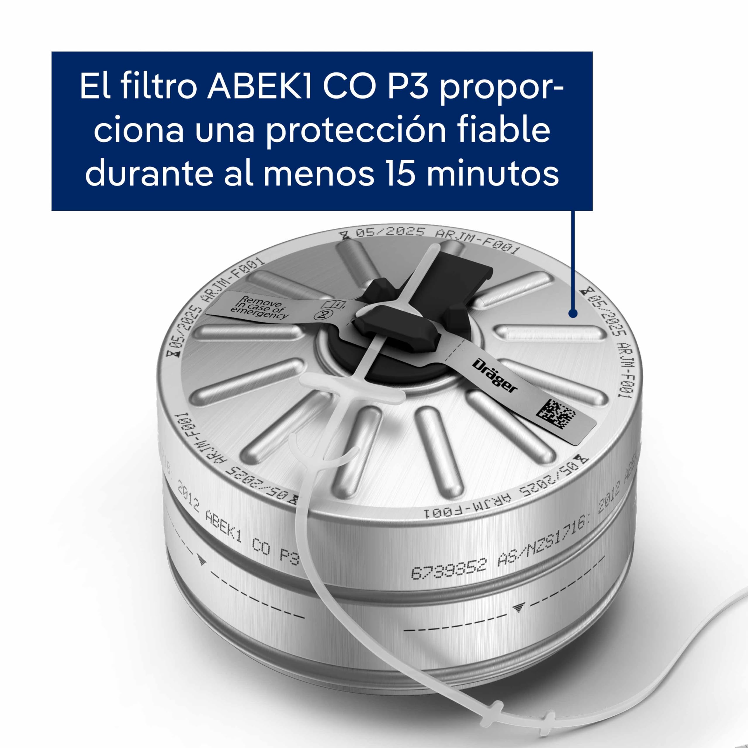 Dräger PARAT 7520 Capucha de Emergencia con Filtro Combinado ABEK CO P3| Adecuada para áreas industriales y para el Escape en Caso de Incendio