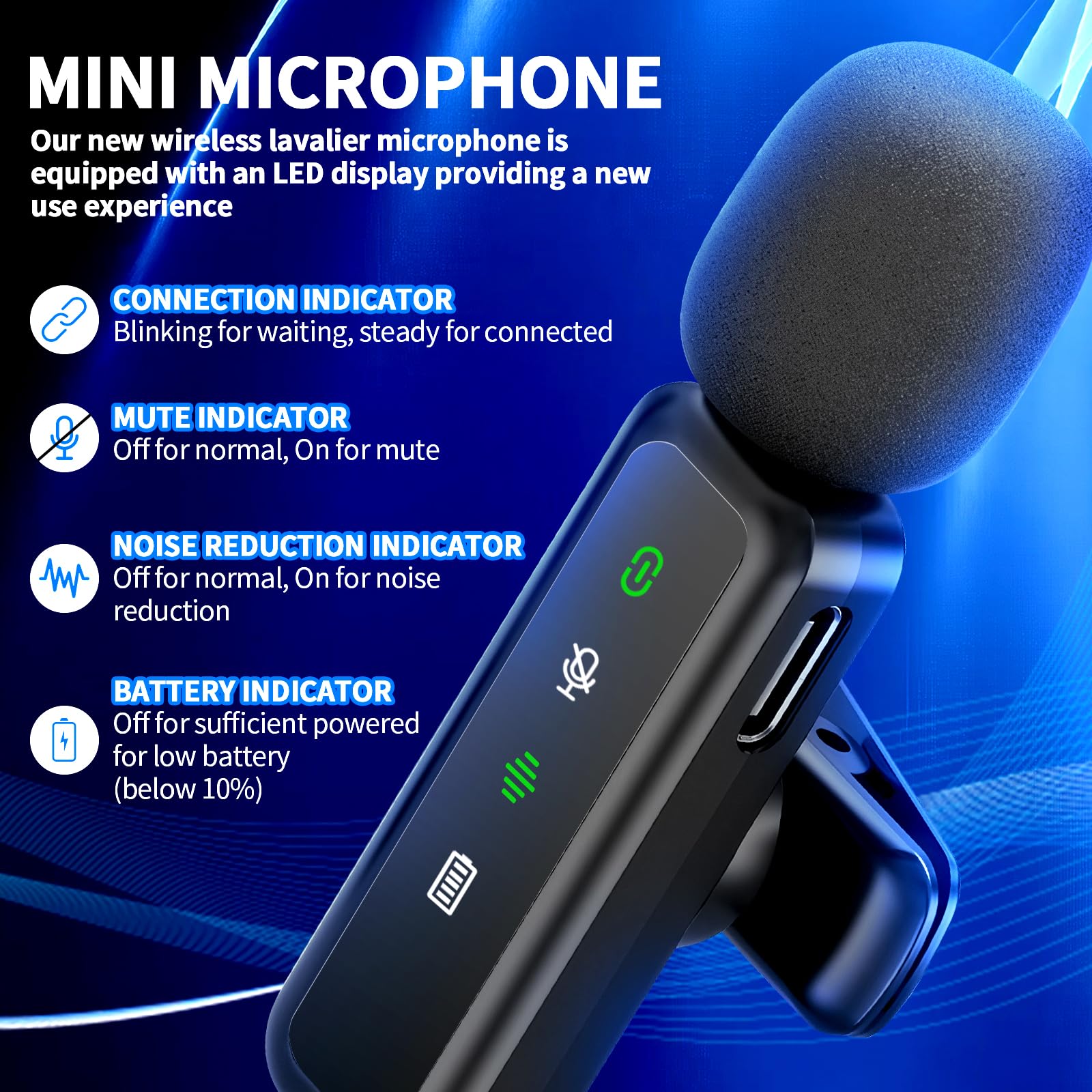 Wireless Lavalier Microphone for iPhone Android, iPad, Noise Reduction Lapel Mic for Recording Clip on Mic - Image 2