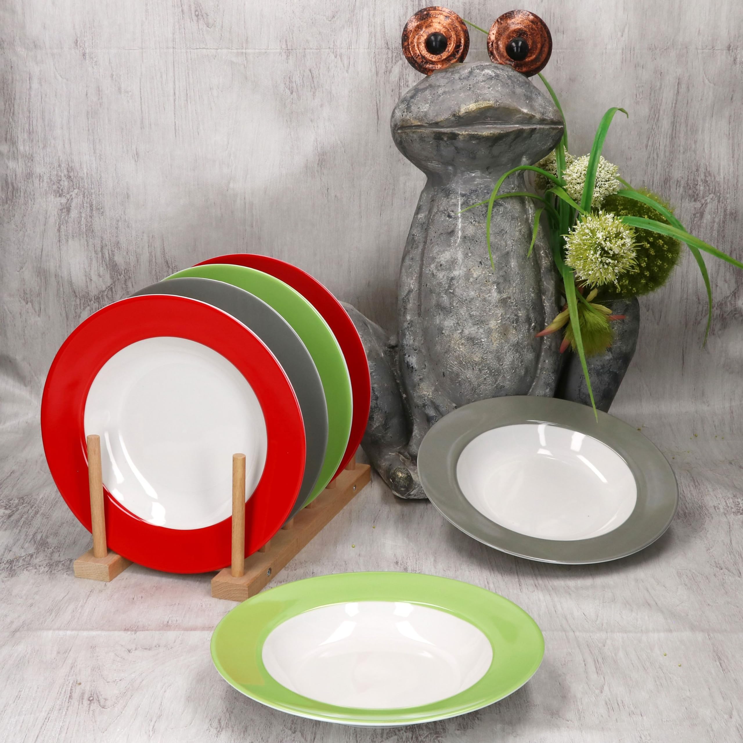 Assiette Blanche Design MamboCat Seoul Lot De 6 Assiettes à Soupe Noir-blanc Set D'assiettes Design Moderne Pour 6 Lot Assiette