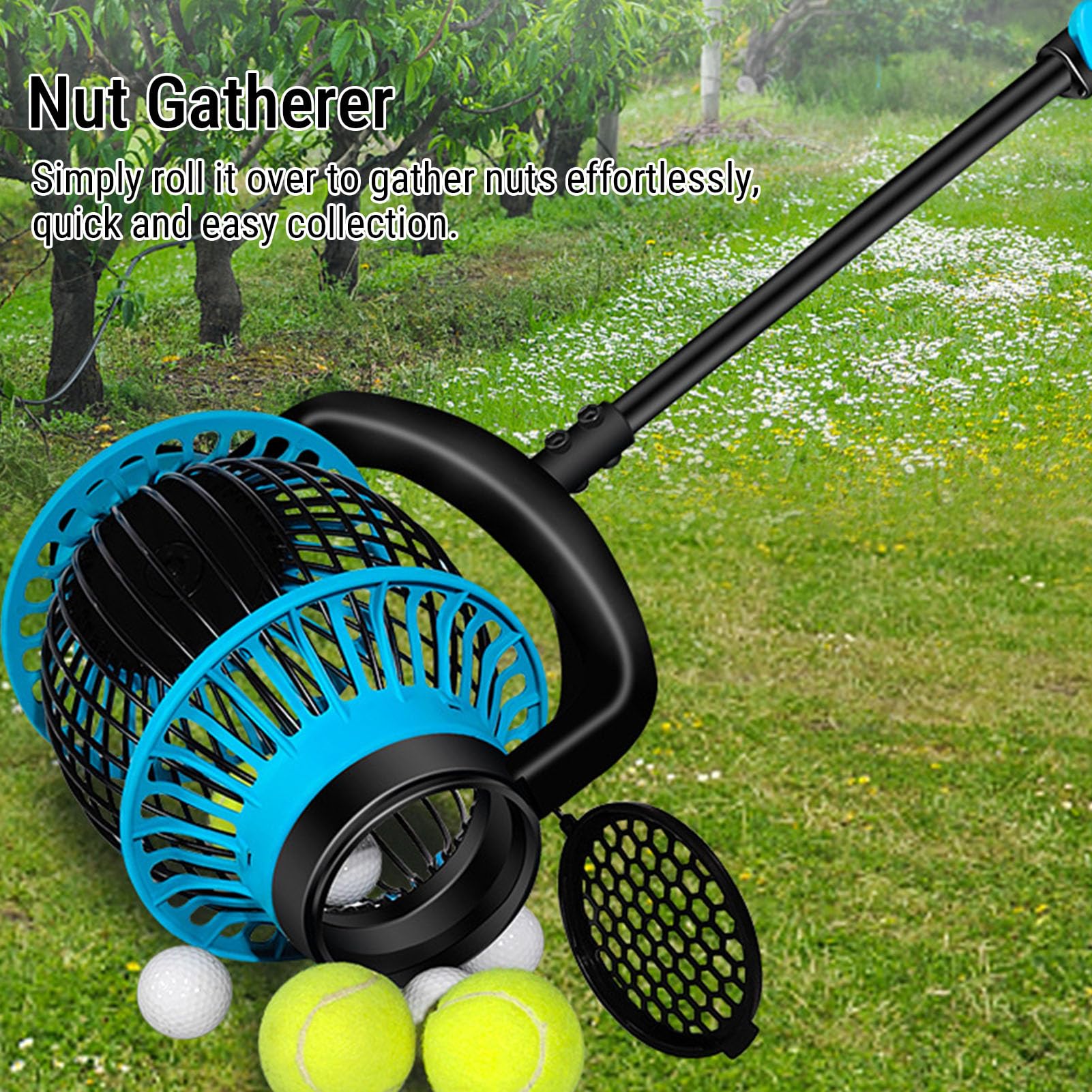 Rengue Rodillo Recolector de Nueces, Parte Recolector de Bellotas de Aleación de Aluminio con Ajustable para una Fácil Cosecha en Patio y Huerto