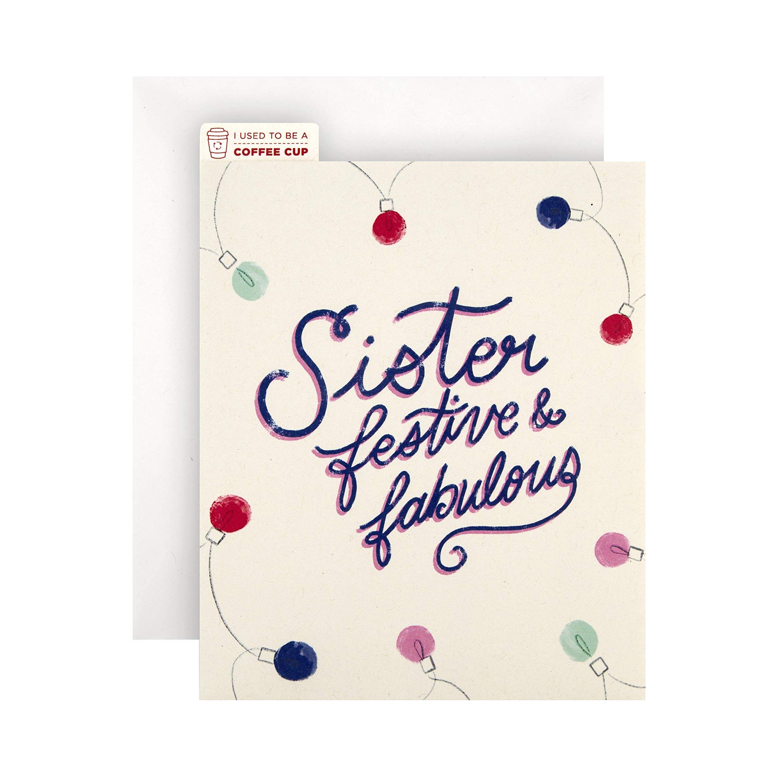 Hallmark Croppers CupCycled Christmas Card for Sister - Contemporary Festive Lights Design