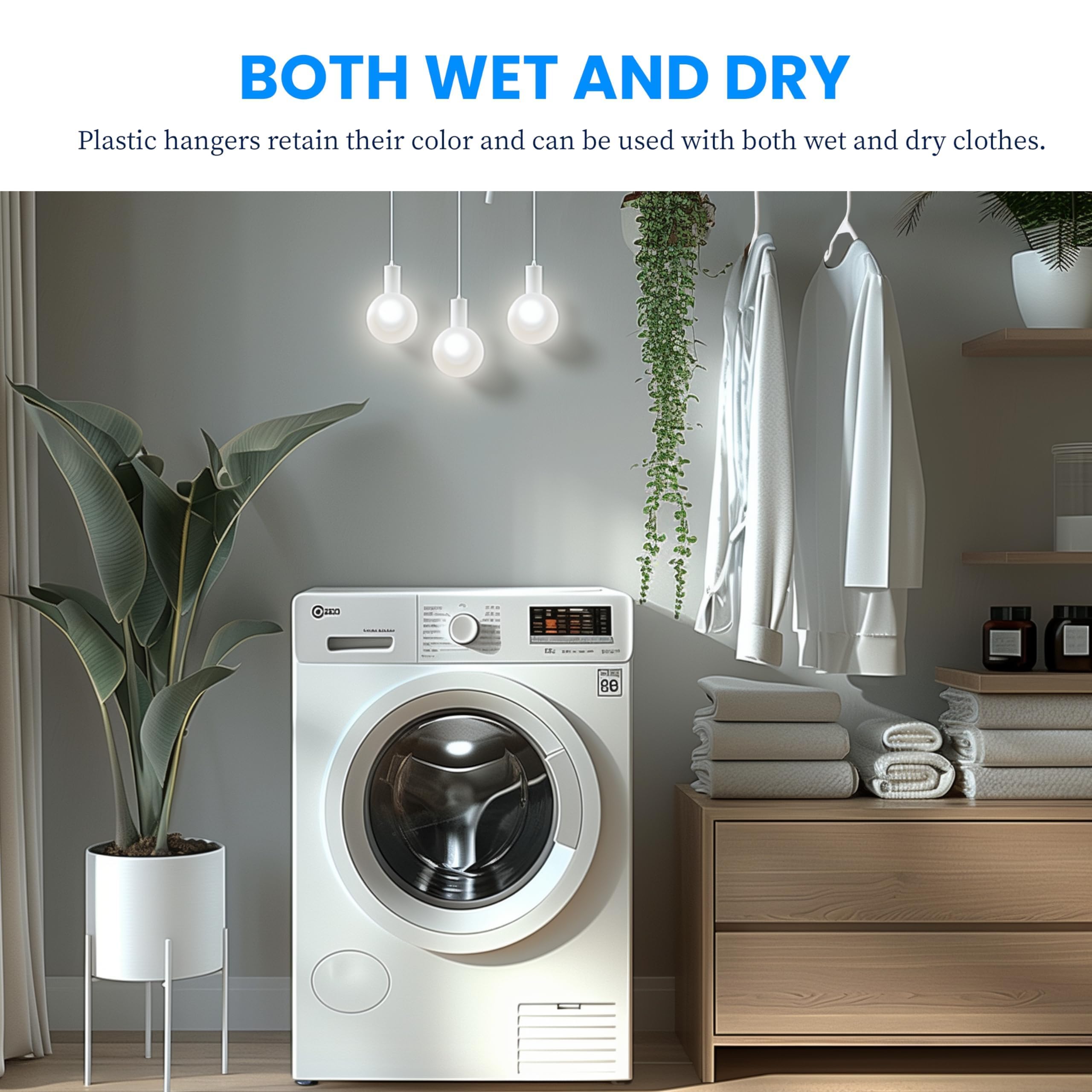 Simple Deluxe 50 Stück Kunststoff-Kleiderbügel, leichte und platzsparende Kleiderbügel, langlebige Kleiderbügel für Hemden, Mäntel, Kleider, Hosen, Weiß