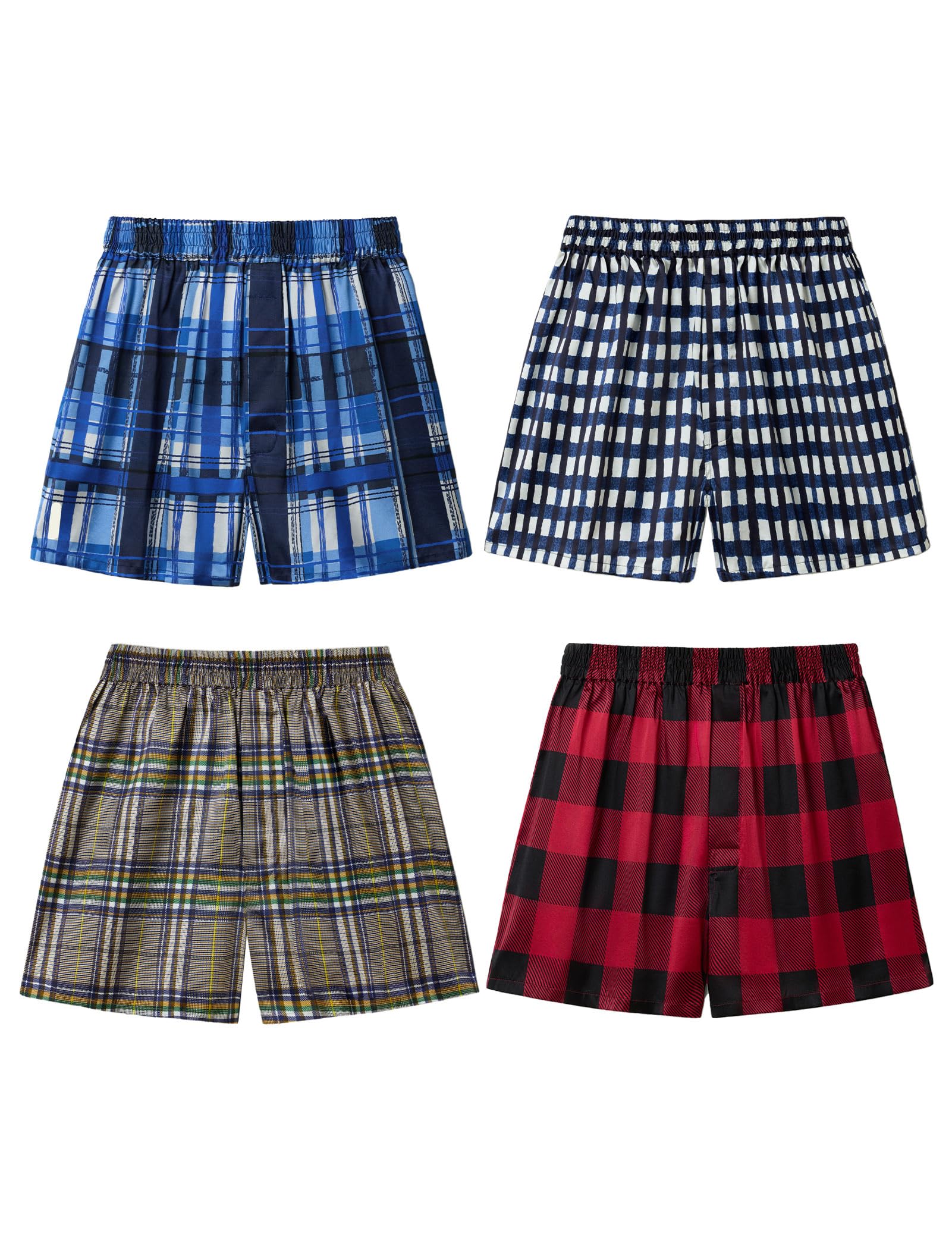 LilySilk Men Silk Boxer Checked Mulberry Silk Underwear Shorts Night Sleep Bottoms