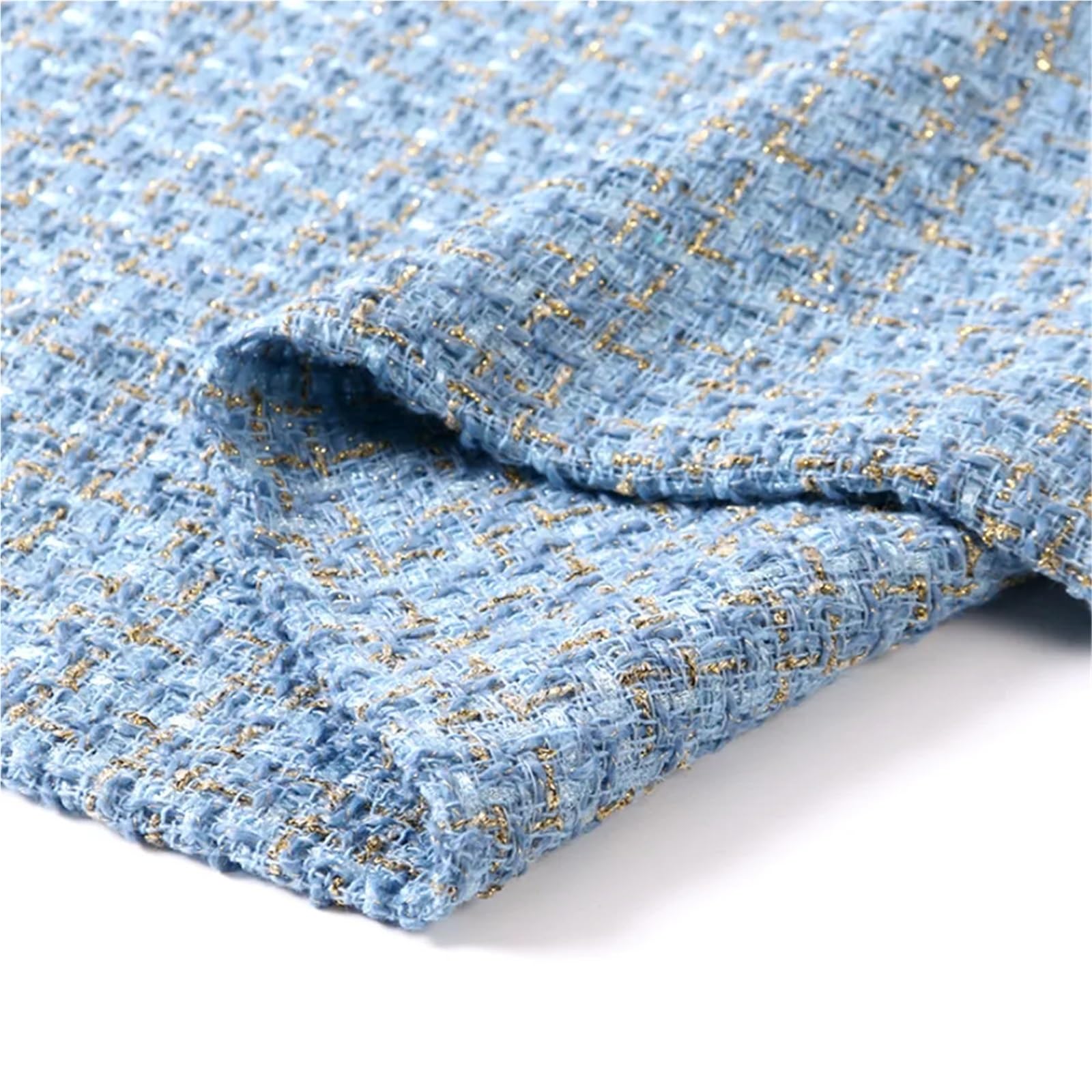 Tradycyjna tkanina tweedowa, Polyester Tweed Fabric Multicolor 150x100cm(Blue)