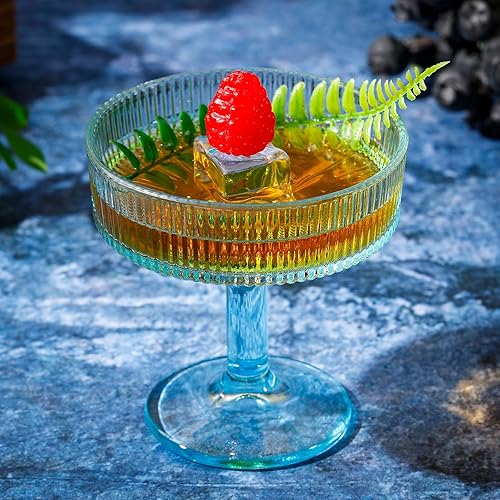 Miniatura 6 de 12 vasos de Martini vintage acanalados de 7 onzas, copas de Martini de champán, cristalería clásica de cóctel, cristalería acanalada reutilizable