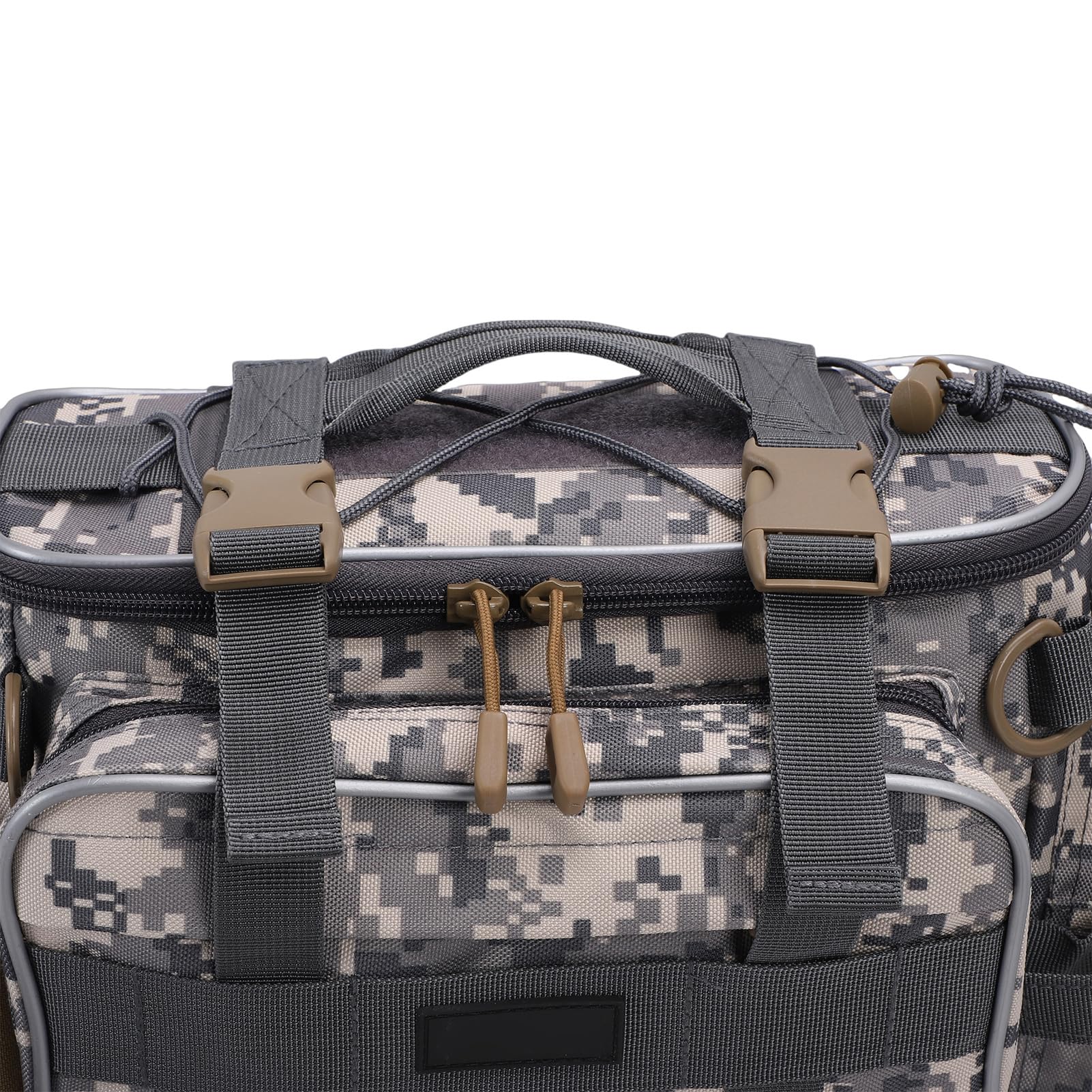 Angeltaschen, Umhängetasche aus Oxford-Stoff mit 23 Boxen, Zwei Tragemodi, Zange für Köder, Haken, Gewichte, Angeln (Camo-Set)