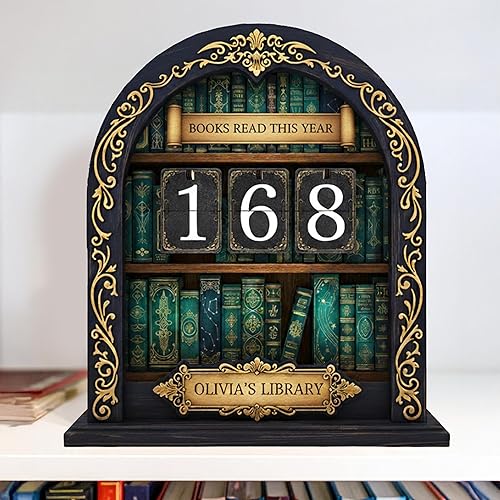Miniatura 10 de Letrero Personalizado de Libros Leídos, Contador de Libros Leídos Este Año, Decoración de Biblioteca, Letrero de Seguimiento de Libros para