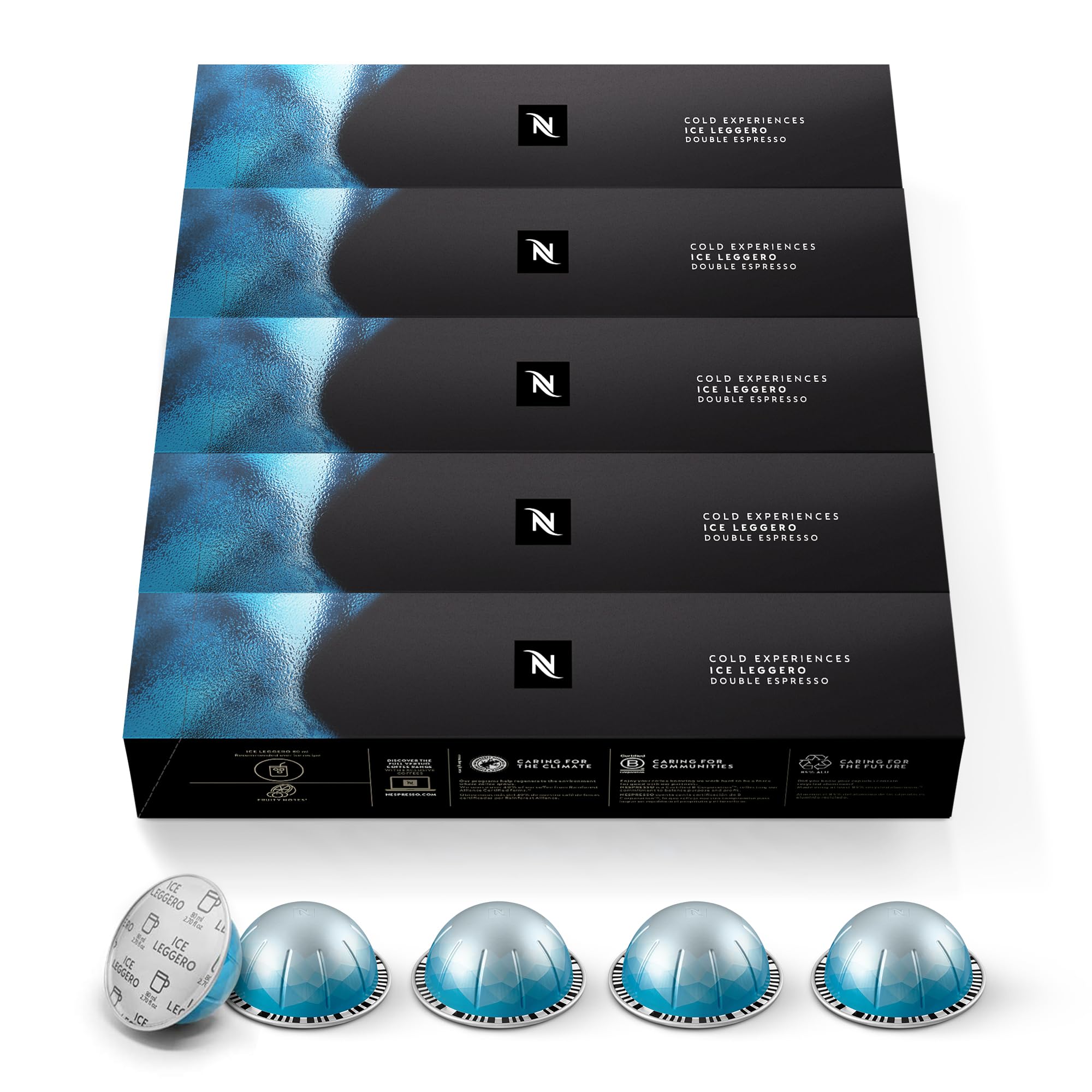 NespressoCapsules Vertuo, Ice Leggero, 50-Count Double Espresso Coffee Pods, Brews 2.7 oz.