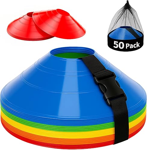 Paquete de 755025, Juego de Conos de Entrenamiento de Fútbol de Grado Profesional, Conos de Agilidad Duraderos con Bolsa de Transporte y Soporte de