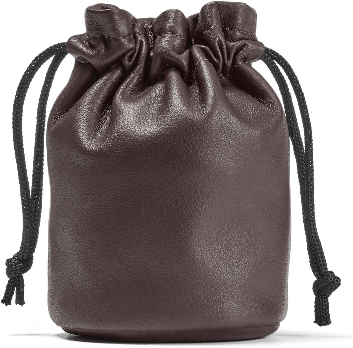 Drawstring Pouch - Full Grain Leather - Chocolate Brown (brown)