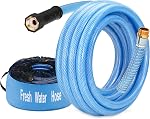 Kohree 35FT Upgraded RV Water Hose with Storage Bag, 5/8" Premium Drinking Water Hose, Leak Free, No Kink, Reinforced PVC Design w/Strain Relief Ends, Flexible Garden Hose for RV, Camper, Car - Blue