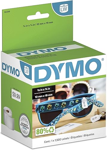 DYMO Auténticas etiquetas de precio LW 2-Up, etiquetas DYMO para impresoras de etiquetas LabelWriter, 3/8 pulgadas x 3/4 pulgadas, 1 rollo de 1500