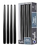 Hyoola 12 Pack Tall Taper Candles - 10 Inch Black Dripless, Unscented Dinner Candle - Paraffin Wax with Cotton Wicks - 8 Hour Burn Time