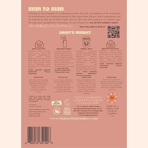 Miniatura 7 de Skin to Skin Kit posparto - Juego de 4 piezas en bolsa de cosméticos  Incluye baño de hierbas, spray de recuperación, bálsamo restaurador y