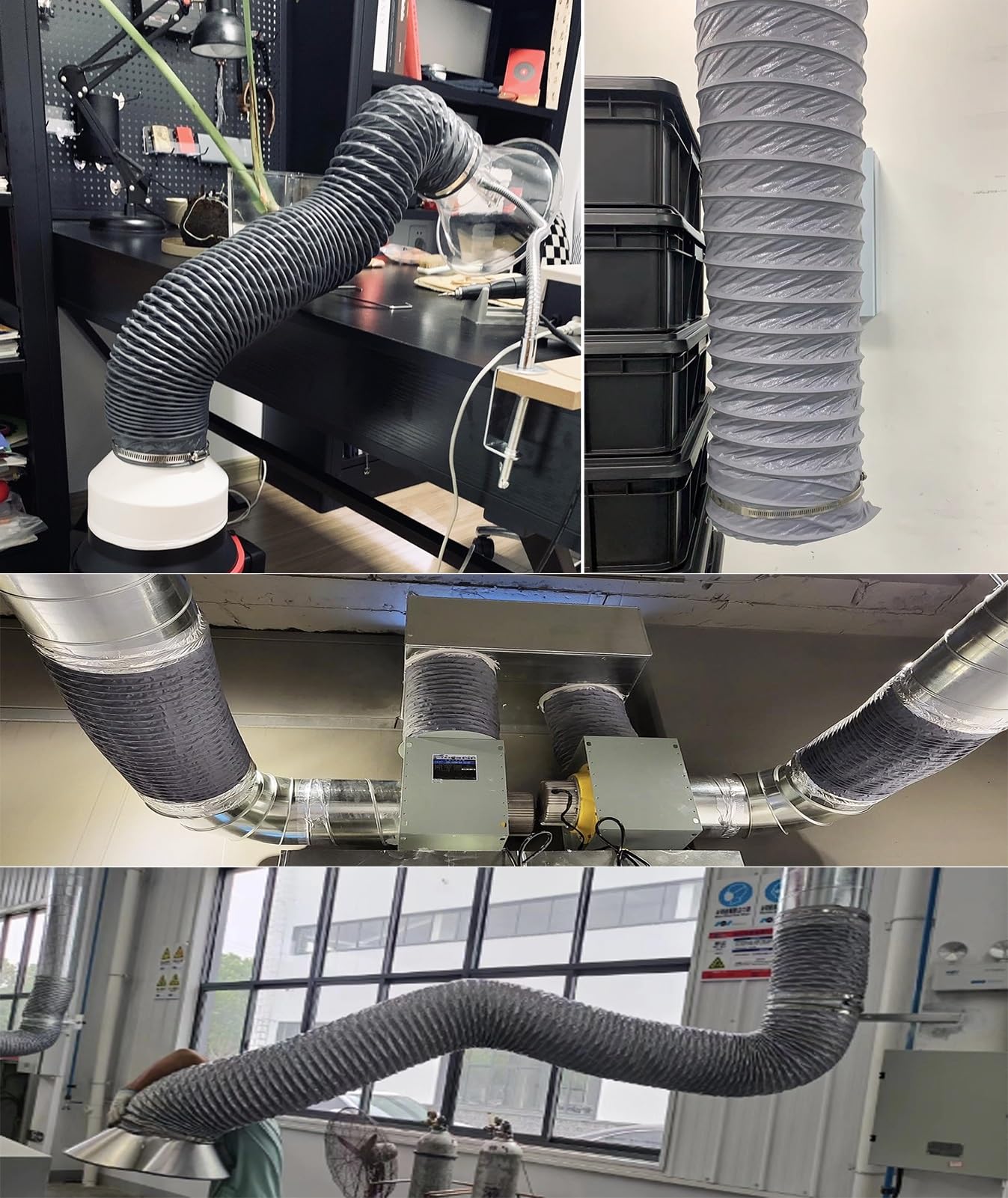 Tubo Flexible Tubo Secadora Manguera Flexible de Escape para Secadora en Espacios Reducidos, Conector de Manguera de Ventilación Nailon con Abrazadera para Conducto(300mm(11 3/4"),Length5m(16.4ft))