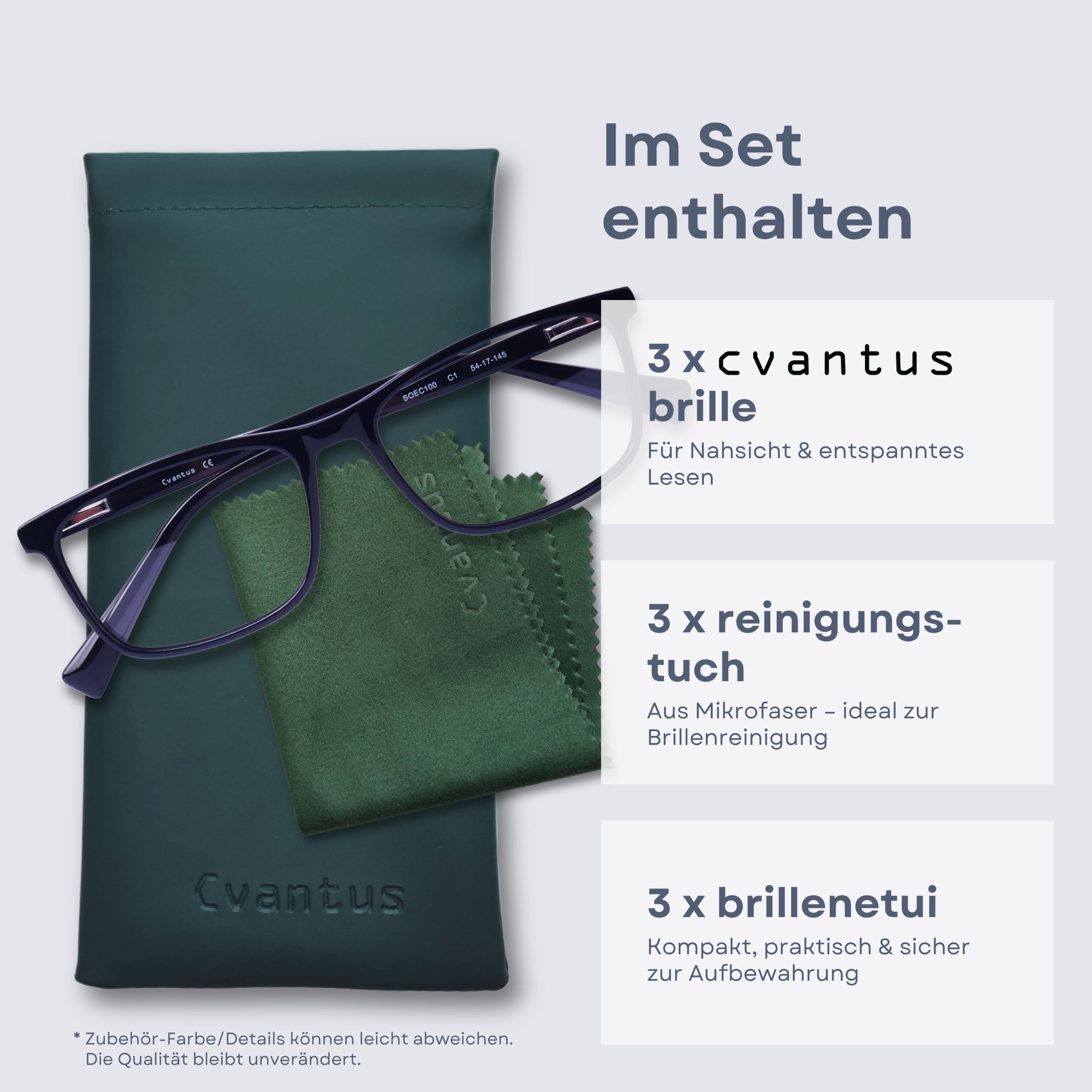 Cvantus Premium Lesebrille | Verschreibungsbrillen-Qualität - Hergestellt von Optikern | Blaulicht- und UV-Blocker, Entspiegelt | Quadratische Lesebrille Herren & Damen