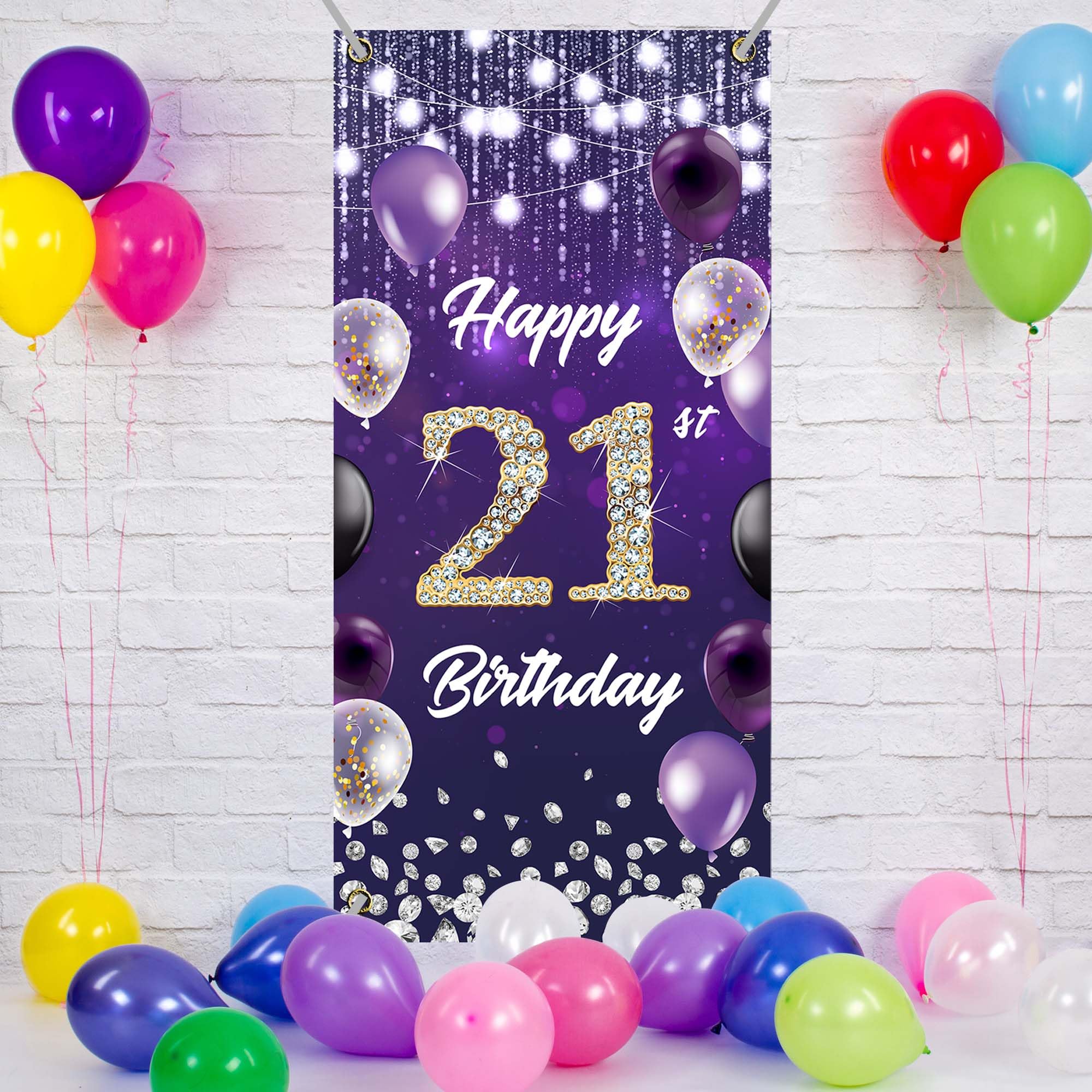 Glitzer Geburtstag Banner Lila Magenta – Für 21. 25. 30. Mädchen Party Deko Mit Fotohintergrund