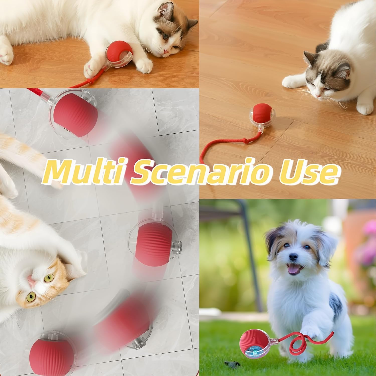 2025 Upgraded New Speedy 3.0 Tail Cat Toy,Interactive Indoor Toy for Bored Cats and Dogs,Cute Automatic Self Moving Speedy Cat Toy,Rechargeable Pet Toy Ball (Yellow)