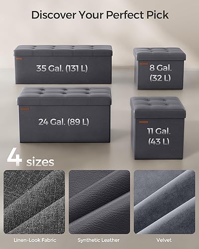 Miniatura 8 de SONGMICS Mazie Collection - Banco otomano plegable de almacenamiento de 43 pulgadas, otomana con almacenamiento, taburete reposapiés, carga de 660