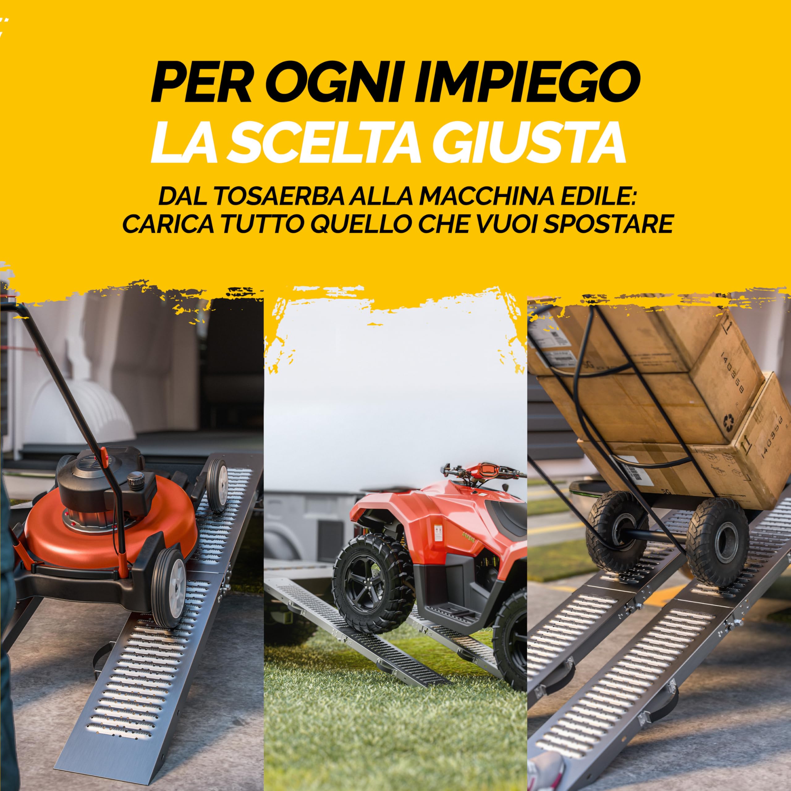 Monzana 2x Rampa di Carico Pieghevole Max. 400kg Acciaio Zincato Antiscivolo Pedane Moto Quad