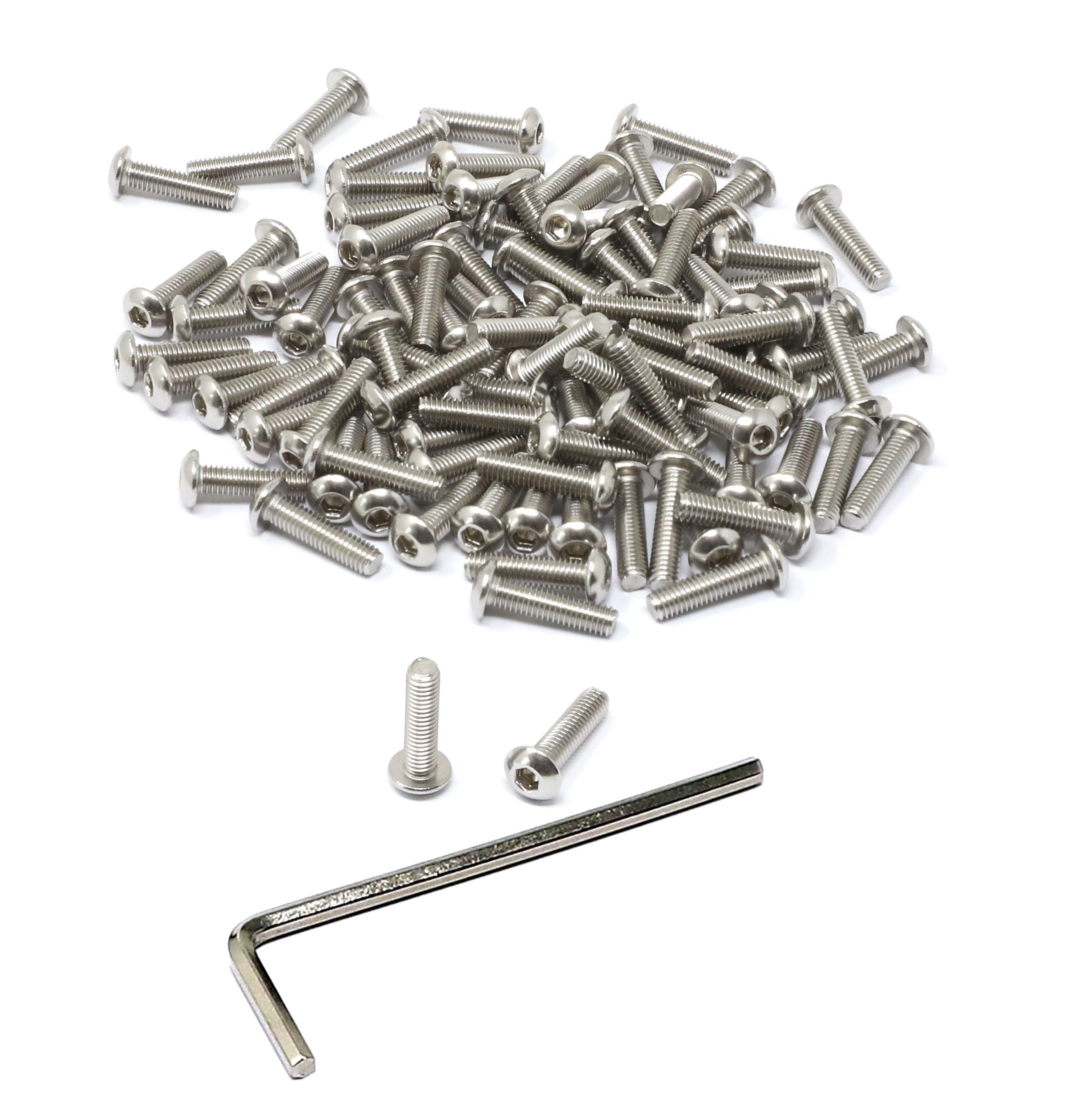 iexcell 100 Pcs M3 x 12mm Thread Pitch 0.5 mm Stainless Steel 304 Hex Socket Button Head Cap Screws Bolts Kit