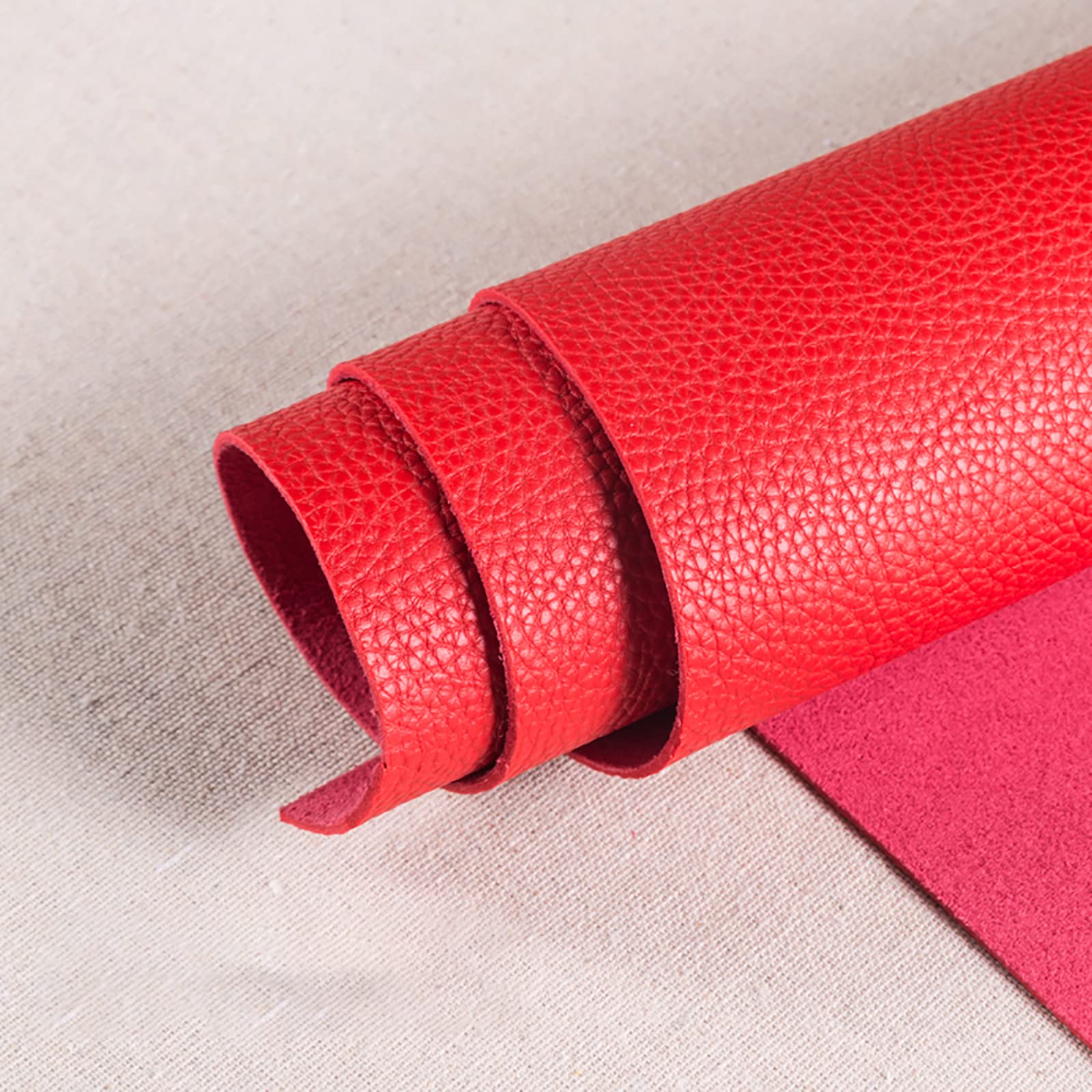 Hoja de tela de piel sintética de ante impermeable, tapicería de piel sintética, 100 cm x 138 cm, para manualidades, costura, cojín de coche, decoración de silla, sofá, cabecero, color rojo
