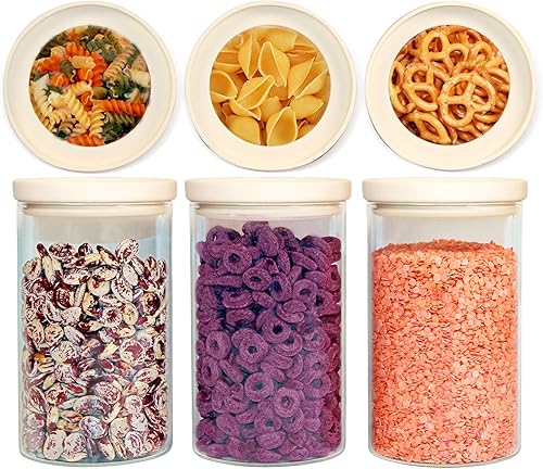 Urban Green Tarro de almacenamiento de alimentos de vidrio con tapa de vidrio, juego de recipientes de alimentos con tapas herméticas, tarro de
