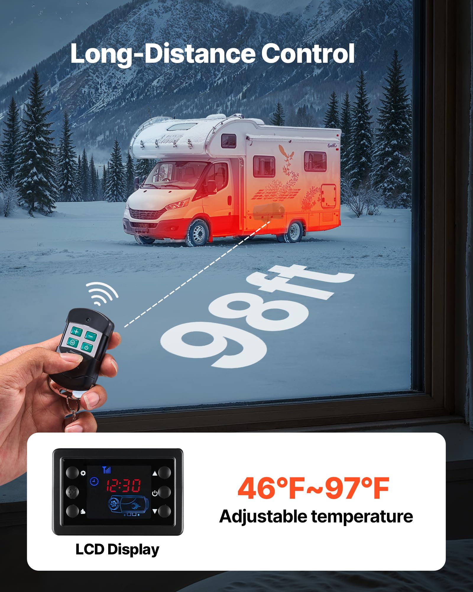 VEVOR Chauffage Diesel 12 V 2 KW Chauffage Camping Car Réchauffeur De Stationnement Consommation