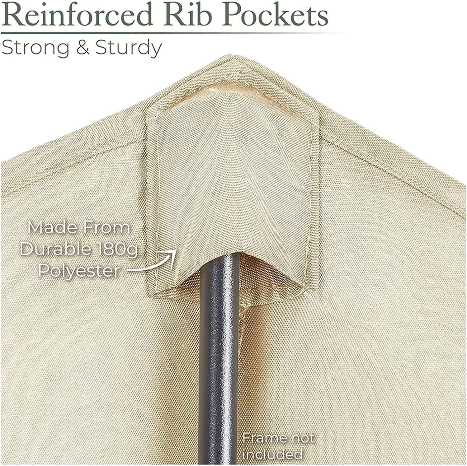 Patio Umbrella Replacement Canopy 6 Ribs 9Feet Offset Cantilever Umbrella Replacement Top Market Table Outdoor Deck Umbrella Universal Replacement Canopy Cover ( Color : Beige , Size : (10Ft)3.0m/6rib