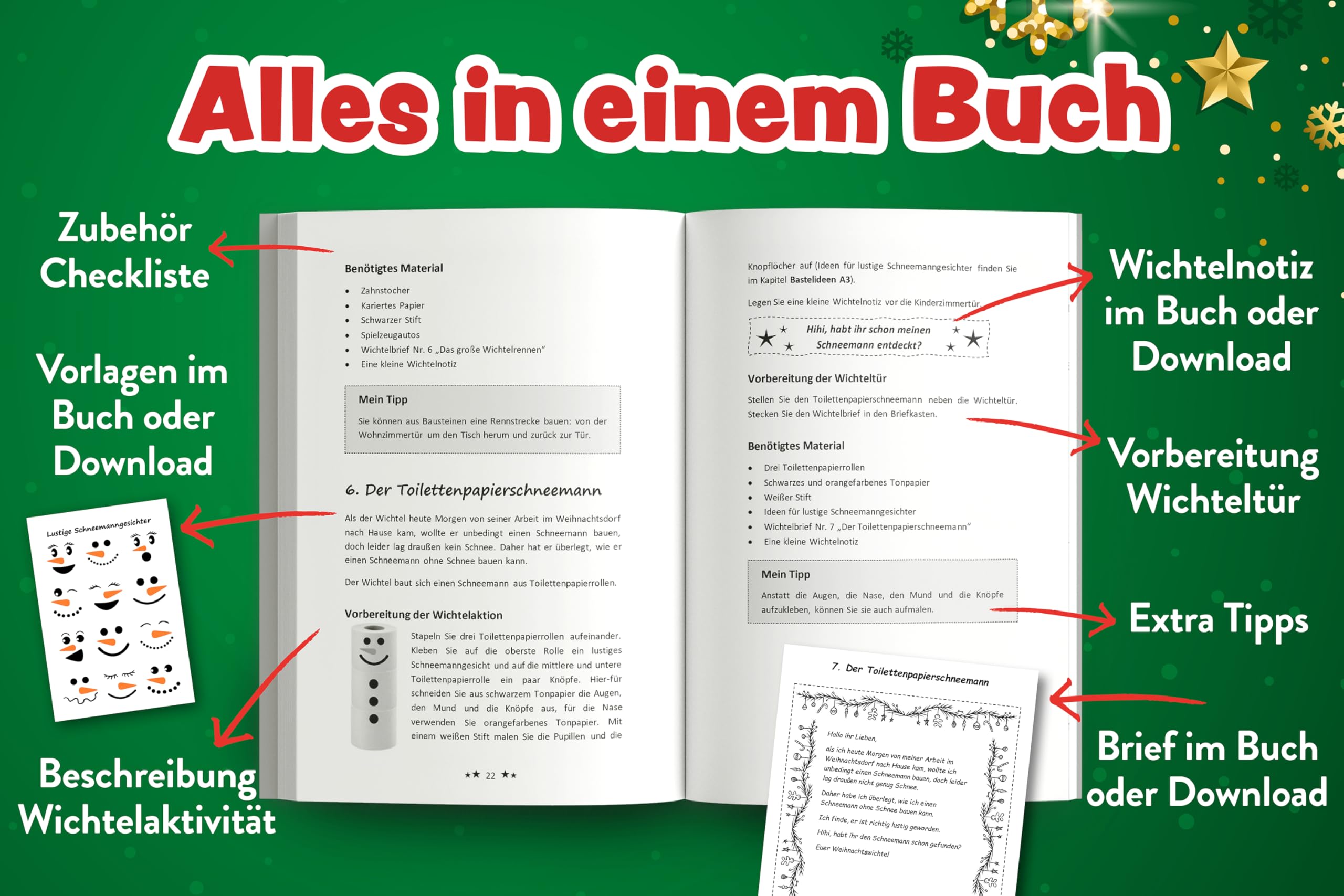 Das große Wichtelspaß Komplettset – Das Wichtel Buch: fertige Wichtelbriefe, lustige Streiche, kreative Bastelanleitungen & mehr: Einfach und schnell unvergessliche Kindheitserinnerungen schaffen