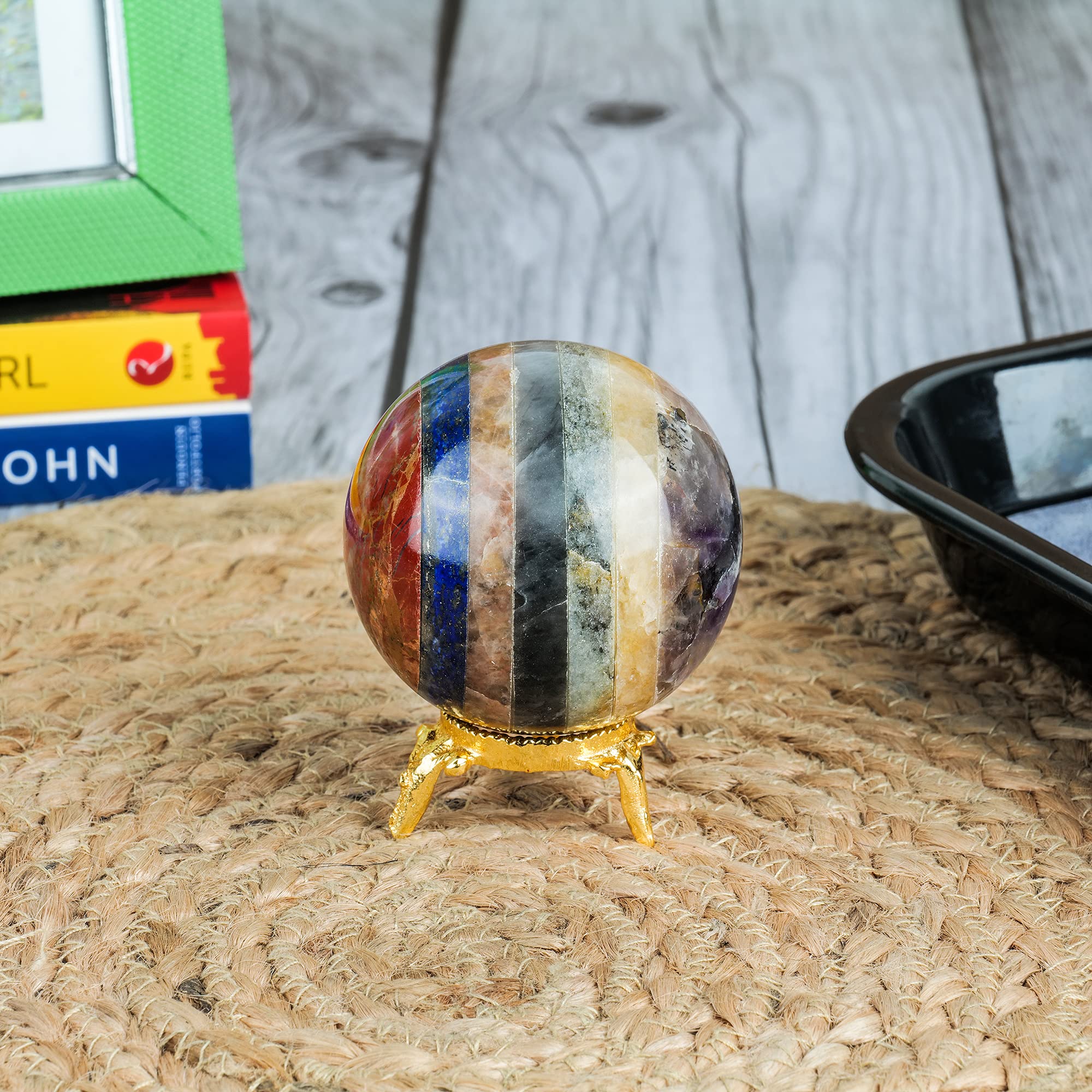 SUNNYCLUE 1 Boîte De 7 Boules De Cristal De 7 Chakras, Décorations De Guérison, Support Sept étoiles, Générateur D'énergie Pour Relaxation, Méditation, Divination, Chakra Reiki