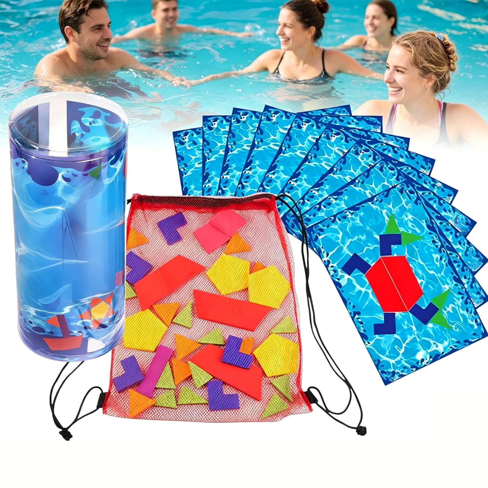 TASBER Pool Diving Game, Underwater Puzzle Diving Toys, Underwater Training Games Kids Diving Pool Set, Summer Pool Games Challenge with Puzzle Blocks, Fun Diving Toy