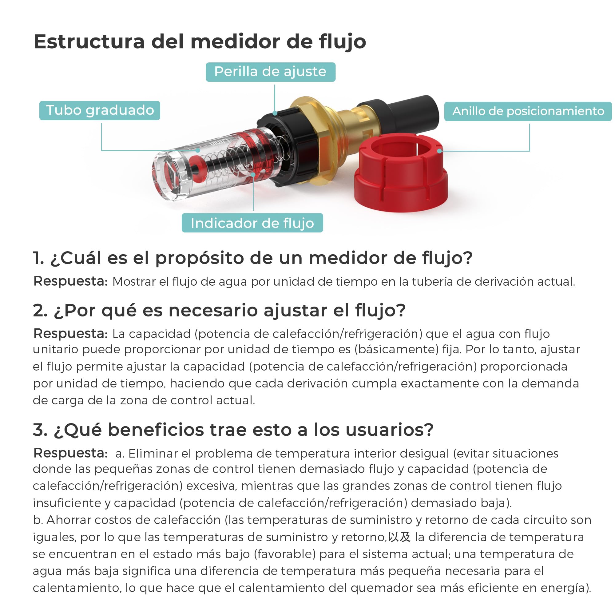 VANCOCO Distribuidor de latón con 3 circuitos de calefacción por suelo radiante | Distribuidor con eurocono 16 × 2 mm, caudalímetro y juego de purgador rápido