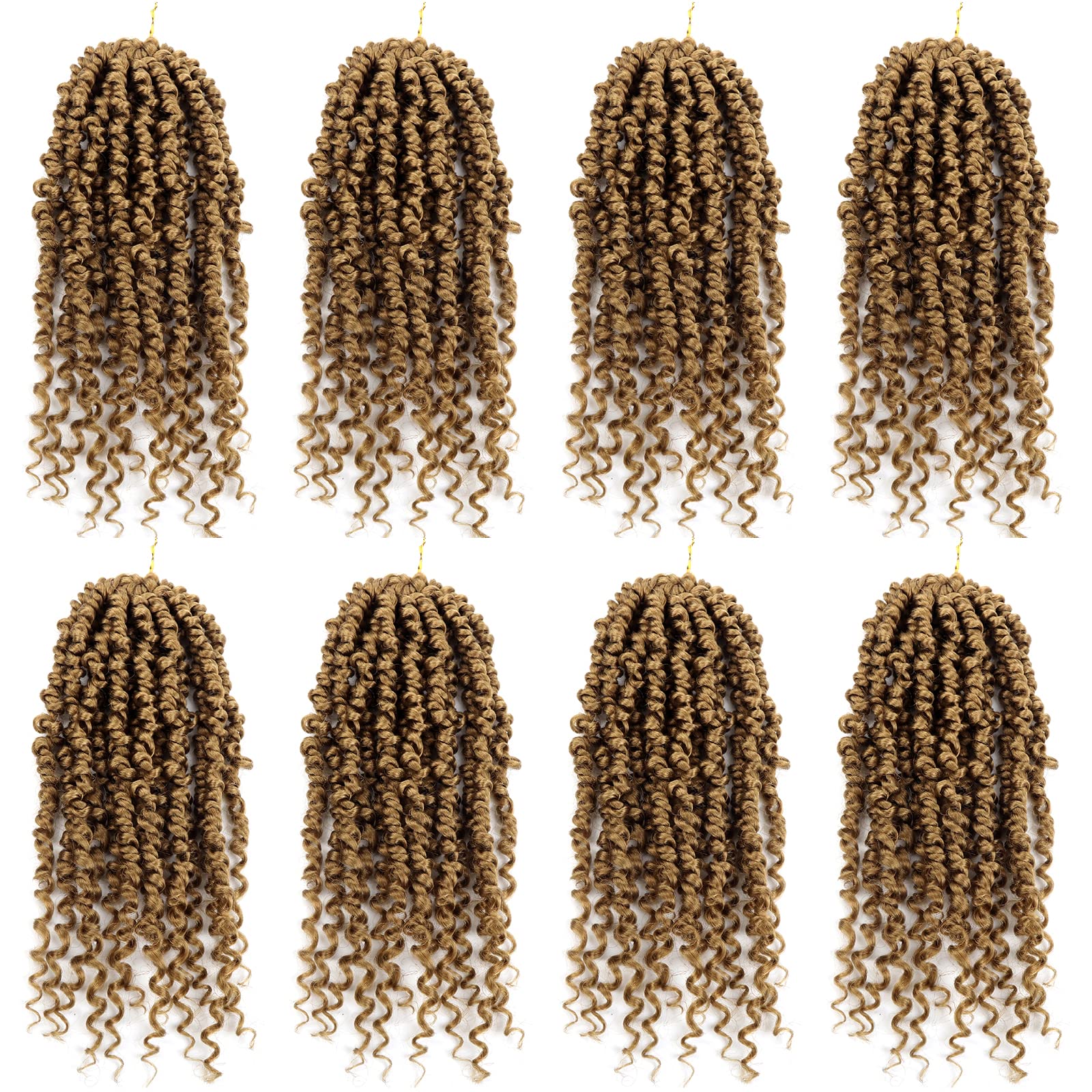 Bileaf Pre-twisted Passion Twist Crochet Hair 12 Inch Ombre Passion Twist Hair 8 Packs, Ombre Crochet Hair Pre Looped Passion Twists Crochet Braids