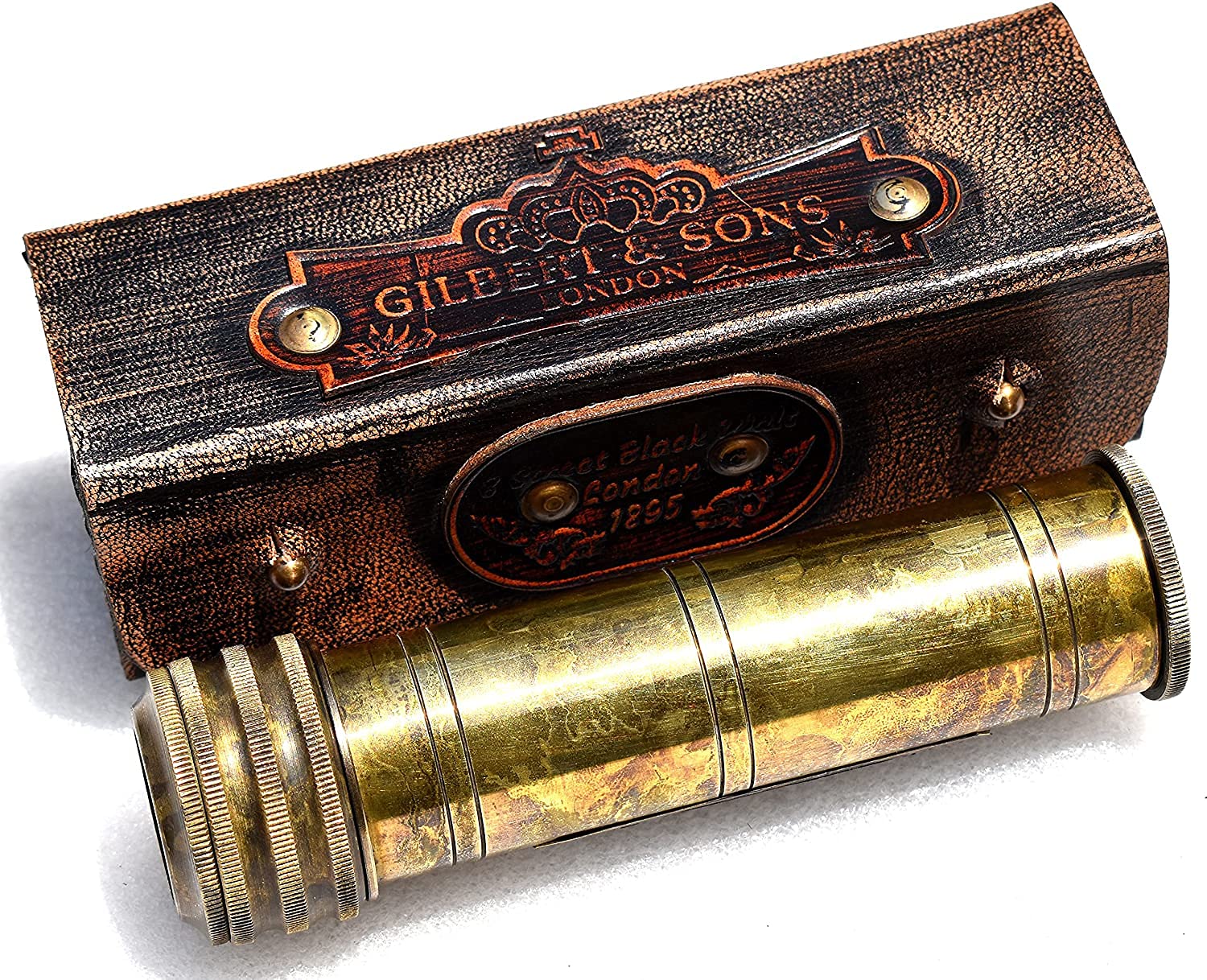 Nautical-Mart Handmade Working Kaleidoscope, Birthday Gift, Unique Gift, Graduation Gift (Brass Antique Kaleidoscope with Case)