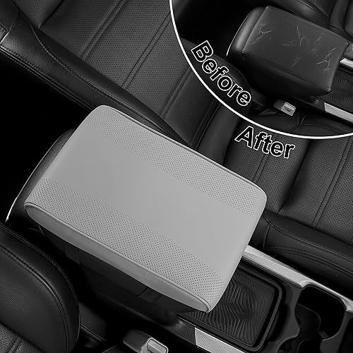 Miniatura 5 de SEG Direct Funda para consola central de automóvil, funda de cuero transpirable para reposabrazos de automóvil, cojín de espuma viscoelástica, funda