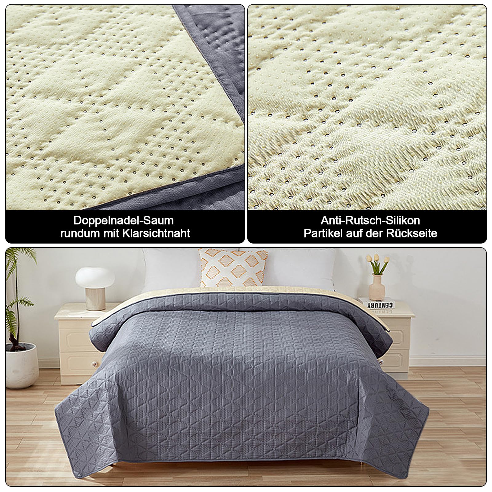 Manta impermeable para perros, antideslizante, colchón para mascotas, lavable, a prueba de fugas, manta protectora para sofá para perros y gatos (218 x 208 cm, gris)